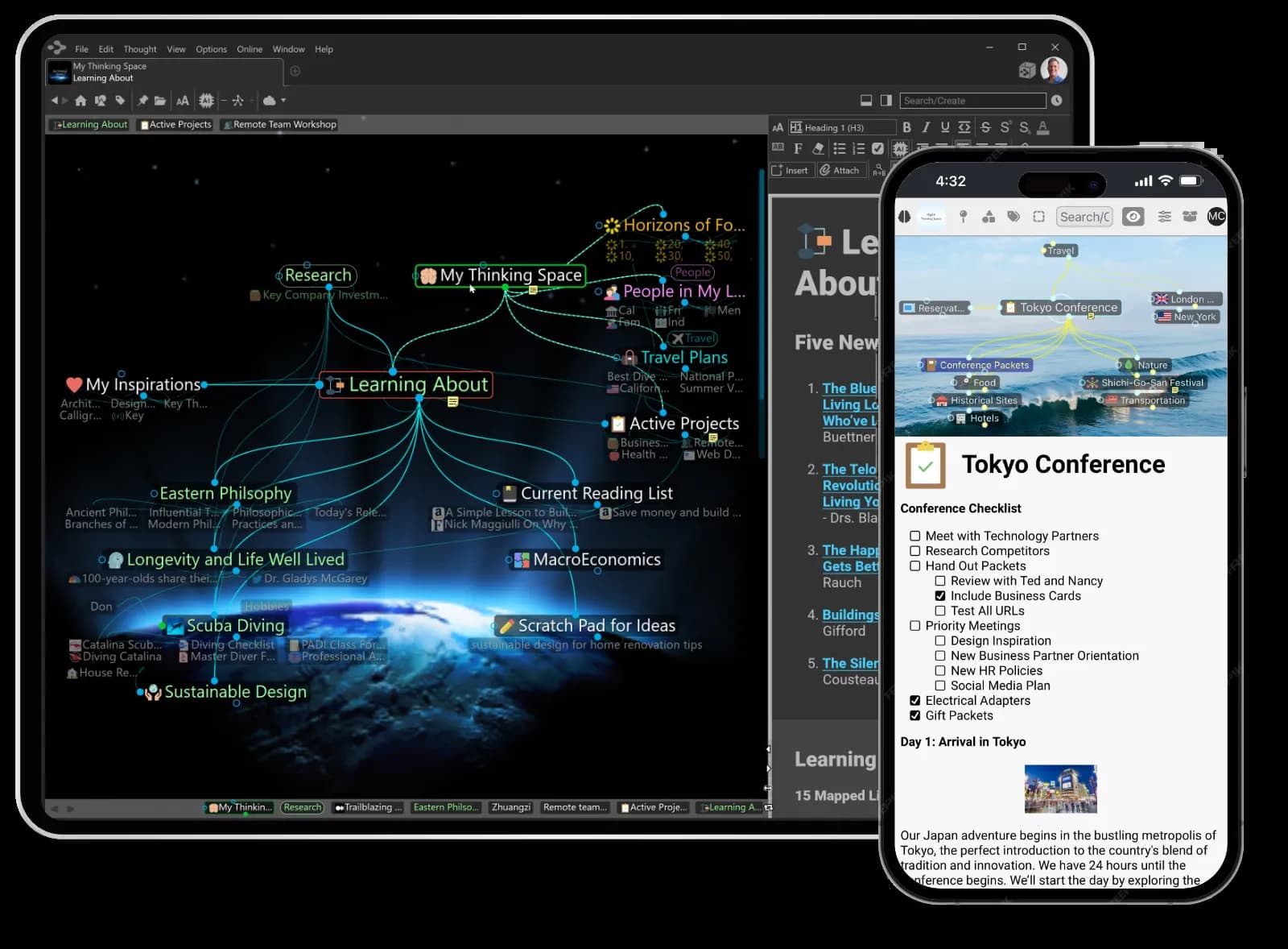 TheBrain on tablet and phone